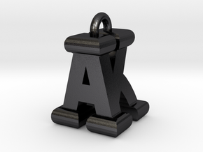 3D-Initial-AK in Polished and Bronzed Black Steel