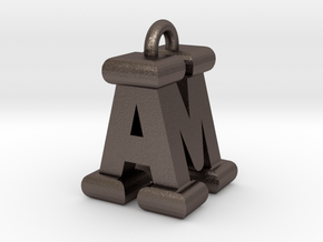 3D-Initial-AM in Polished Bronzed Silver Steel