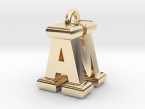 3D-Initial-AM in 14k Gold Plated Brass