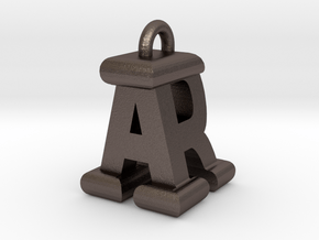 3D-Initial-AR in Polished Bronzed Silver Steel