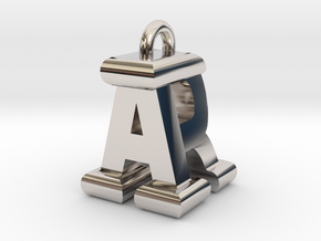 3D-Initial-AR in Rhodium Plated Brass
