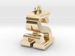 3D-Initial-AS in 14k Gold Plated Brass