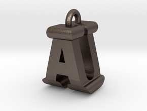 3D-Initial-AU in Polished Bronzed Silver Steel