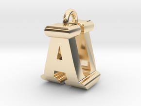 3D-Initial-AU in 14K Yellow Gold