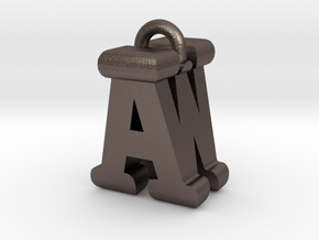 3D-Initial-AW in Polished Bronzed Silver Steel