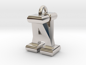 3D-Initial-AY in Rhodium Plated Brass