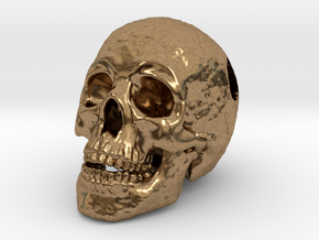Human Skull Pendant - Skull Bead in Natural Brass