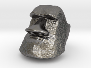 Serious Moai Ring in Polished Nickel Steel