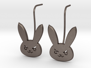 D.Va bunny earring studs in Polished Bronzed Silver Steel