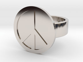 Peace Ring in Rhodium Plated Brass: 8 / 56.75