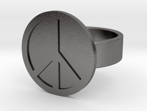 Peace Ring in Polished Nickel Steel: 10 / 61.5