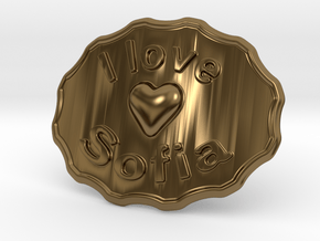 I Love Sofia Belt Buckle in Polished Bronze