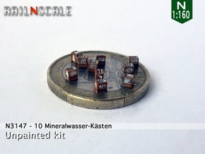 10 Mineralwasser-Kästen (N 1:160) in Tan Fine Detail Plastic