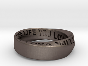 Live The Life You Love - Mobius Ring 6mm band in Polished Bronzed Silver Steel