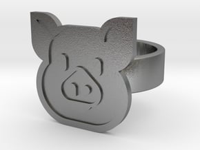 Pig Ring in Natural Silver: 8 / 56.75