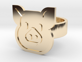 Pig Ring in 14k Gold Plated Brass: 8 / 56.75