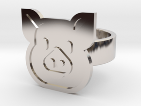 Pig Ring in Rhodium Plated Brass: 8 / 56.75