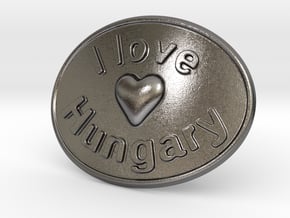 I Love Hungary Belt Buckle in Polished Nickel Steel