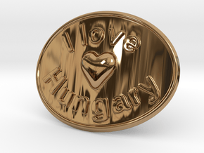 I Love Hungary Belt Buckle in Polished Brass