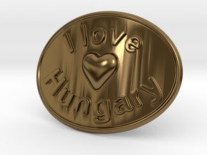 I Love Hungary Belt Buckle in Polished Bronze