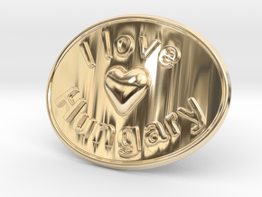 I Love Hungary Belt Buckle in 14K Yellow Gold