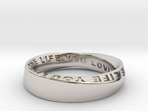 Live The Life You Love - Mobius Ring 4.5mm band in Rhodium Plated Brass: 5.5 / 50.25
