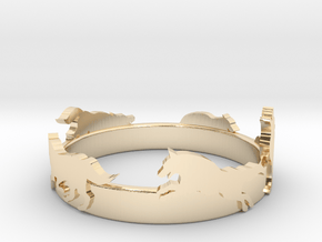 Wolves Ring in 14k Gold Plated Brass: 8.5 / 58