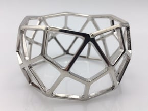 Catalan Bracelet - Deltoidal Hexecontahedron in Rhodium Plated Brass: Medium