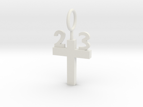 Custom 23 Cross Pendant in White Natural Versatile Plastic