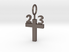 Custom 23 Cross Pendant in Polished Bronzed Silver Steel