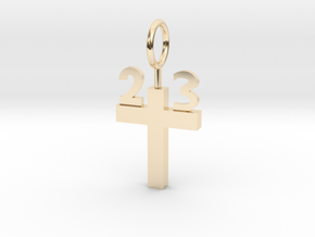 Custom 23 Cross Pendant in 14k Gold Plated Brass