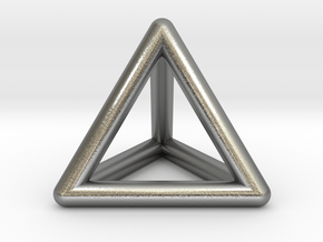 Tetrahedron Platonic Solid Triangular Pyramid Pend in Natural Silver