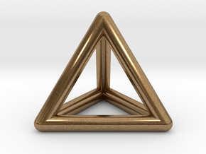 Tetrahedron Platonic Solid Triangular Pyramid Pend in Natural Brass