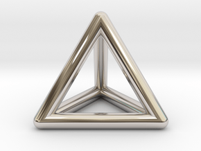 Tetrahedron Platonic Solid Triangular Pyramid Pend in Platinum