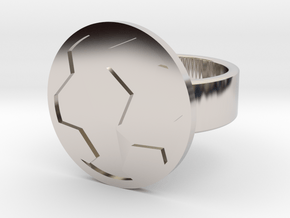 Soccer Ball Ring in Rhodium Plated Brass: 8 / 56.75