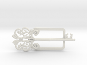 Clamp with an ancient beautiful key in White Natural Versatile Plastic