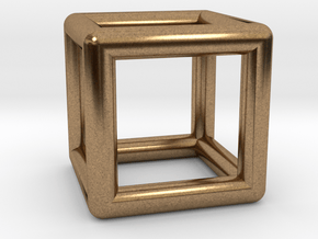 Hexahedron Cube Platonic Solid Pendant in Natural Brass