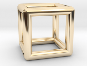 Hexahedron Cube Platonic Solid Pendant in 14k Gold Plated Brass