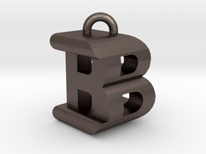 3D-Initial-BB in Polished Bronzed Silver Steel