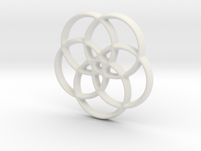 5 Sided Star Flower of Life Circles Pendant in White Natural Versatile Plastic