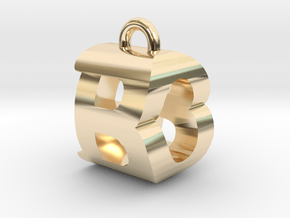 3D-Initial-BO in 14k Gold Plated Brass