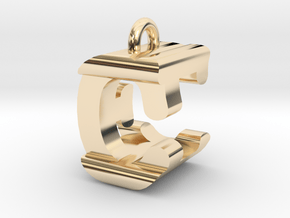 3D-Initial-CE in 14k Gold Plated Brass