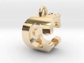 3D-Initial-CG in 14k Gold Plated Brass