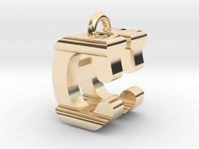 3D-Initial-CH in 14k Gold Plated Brass
