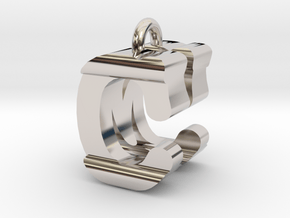 3D-Initial-CM in Rhodium Plated Brass