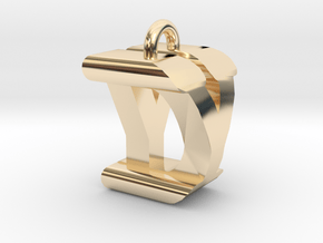 3D-Initial-DY in 14k Gold Plated Brass