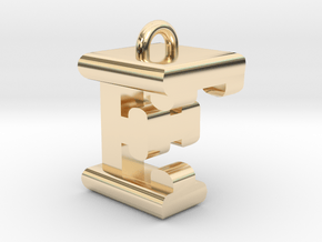 3D-Initial-EF in 14k Gold Plated Brass