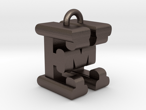 3D-Initial-EM in Polished Bronzed Silver Steel
