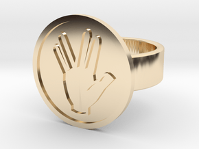 Vulcan Salute Ring in 14k Gold Plated Brass: 8 / 56.75