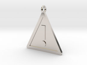 Warning Sign Pendant in Rhodium Plated Brass